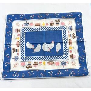 Vintage Quilt Fabric Auntie Em Chicken Placemat pieces farmhouse Hallmark 4 sq's